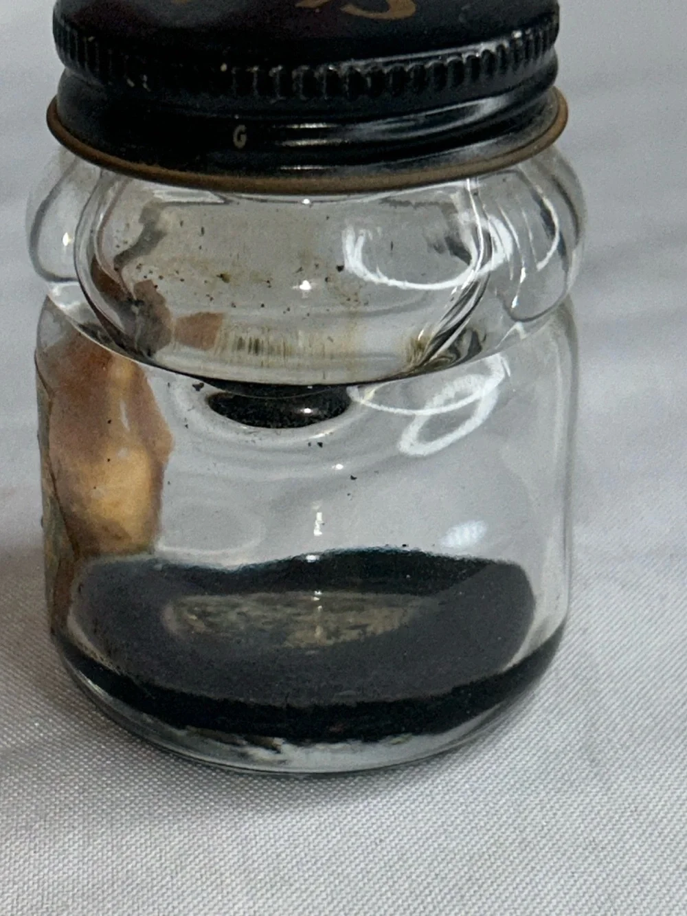 Vintage Ink well Ink jar with lid Schaefer Scrip permanent black ink antique